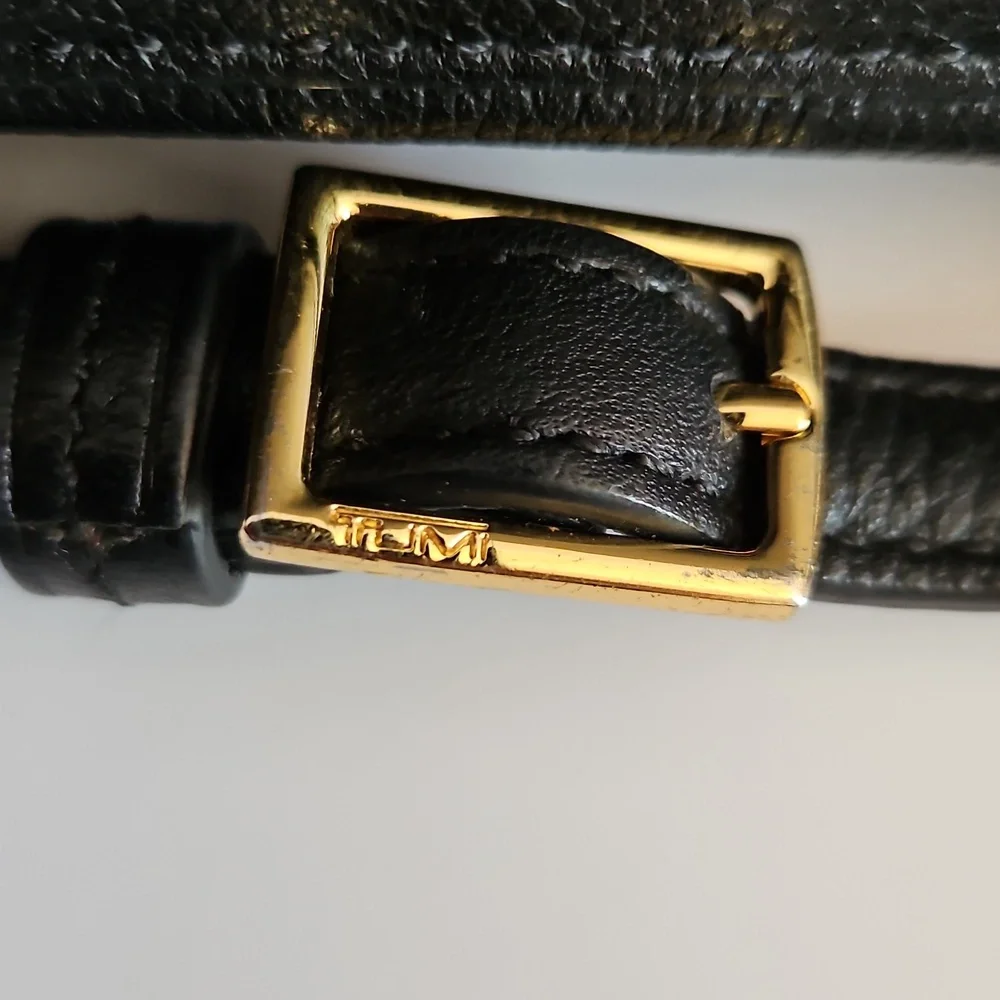 TUMI Black Leather Crossbody Bag Detachable Strap - Picture 5 of 17